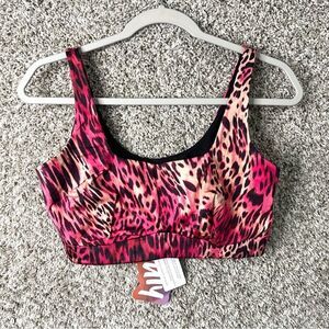 Yitty Bralette Women’s Large Headliner Shaping Pink/Black Leopard Print Midi NWT